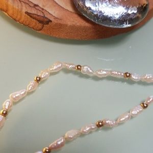VTG 14K 🍂🌬🧜‍Fresh water pearl and gold necklace